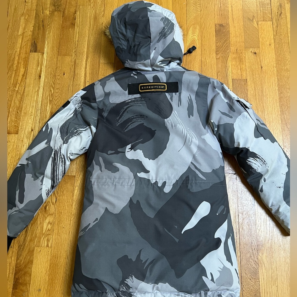 Canada Goose Gray & Black Camouflage Parka with Fur Trim Hood - Picture 8 of 16